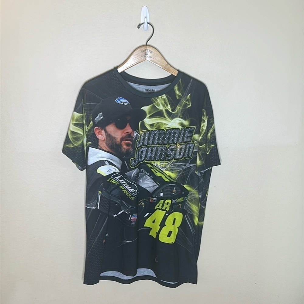 Hendrick Jimmie Johnson Shirt Mens Size Large Black  48 NASCAR Short Sleeve